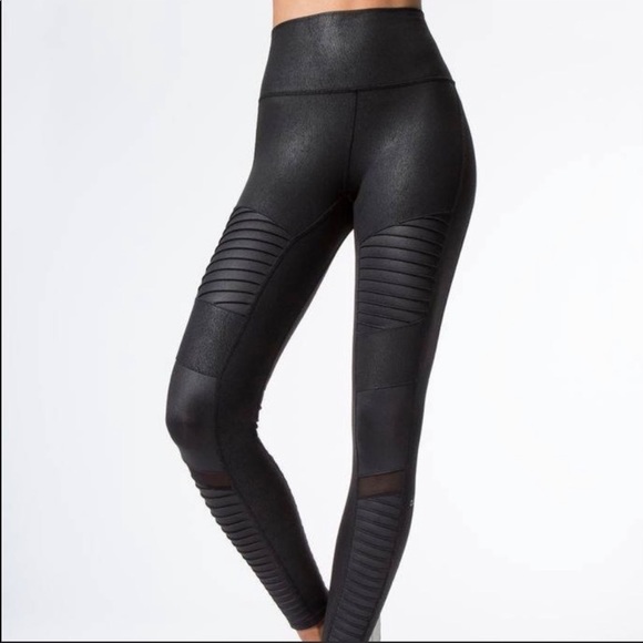 black leather yoga pants